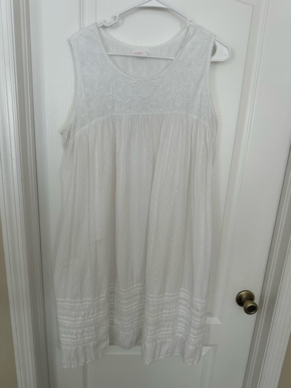 Shabby Chic Rachel Ashwell white midi nightgown cotton swiss dot embroidered
